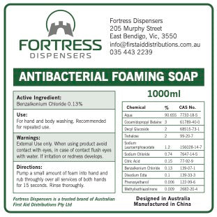 Fortress Antibacterial Foaming Hand Soap 2 x 1 litre